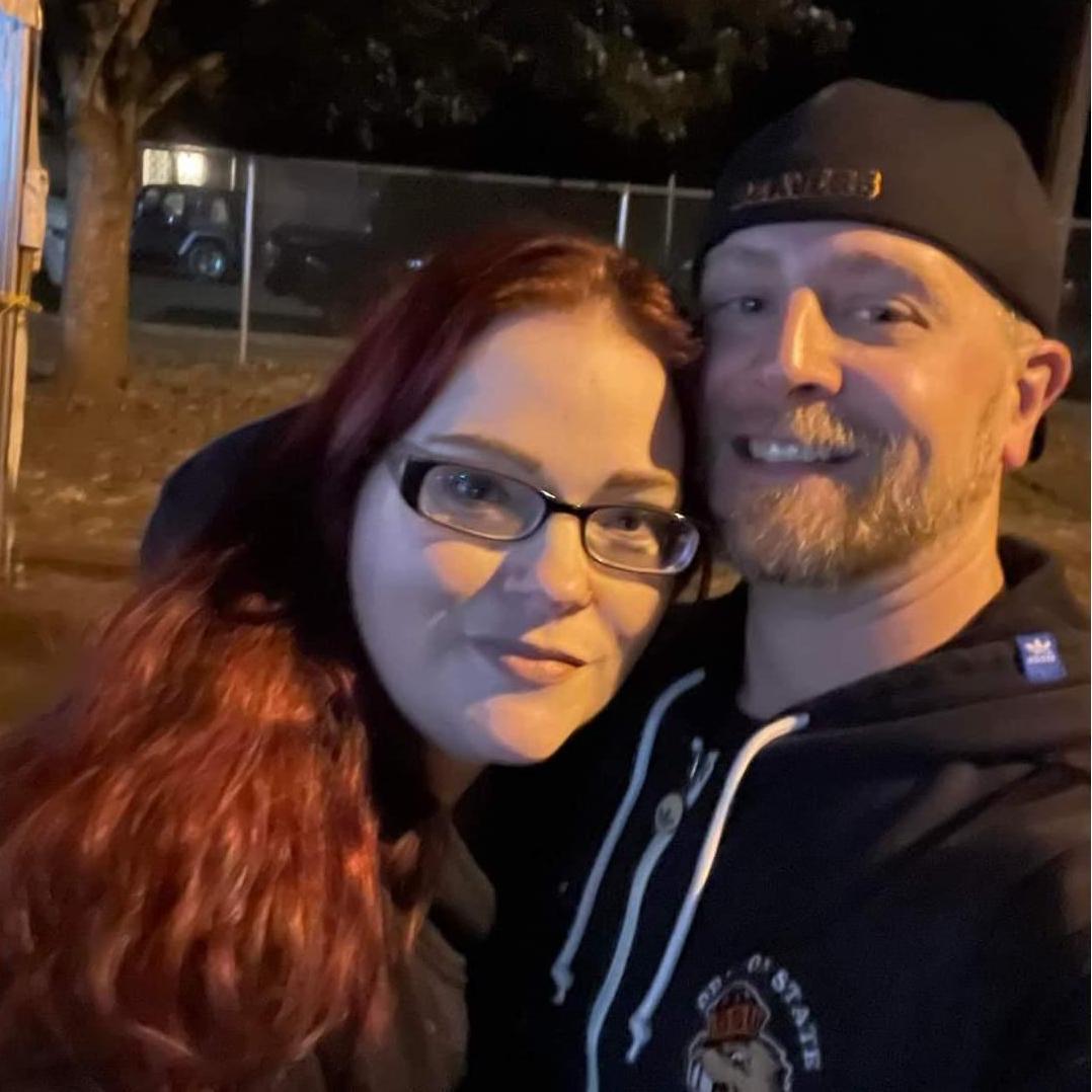 One of our first dates together!  Going to a Haunted House