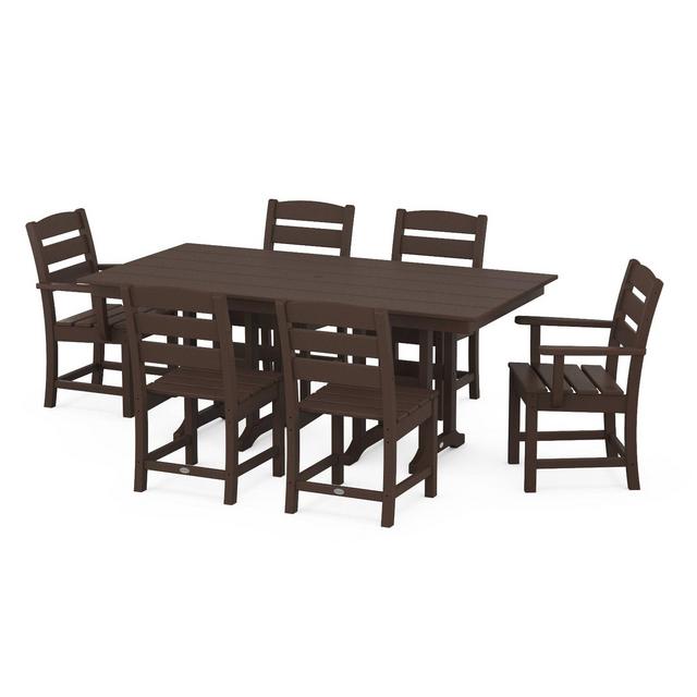 Lakeside 7pc Farmhouse Dining Set Mahogany - POLYWOOD