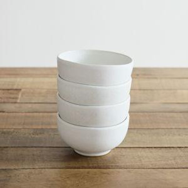 Kanto Stoneware Condiment Bowl Sets, ice white set of 4