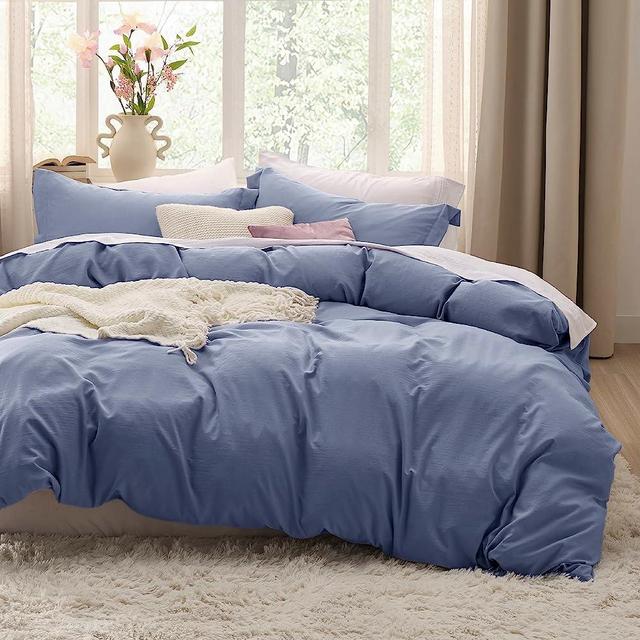 Bedsure Duvet Cover King Size - Soft Prewashed King Duvet Cover Set, 3 Pieces, 1 Duvet Cover 104x90 Inches with Zipper Closure and 2 Pillow Shams, Slate Blue, Comforter Not Included