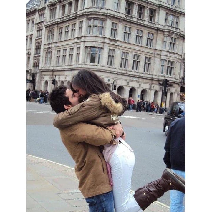 Exploring central London together for the first time. This was a pic of us on our first date, 2009