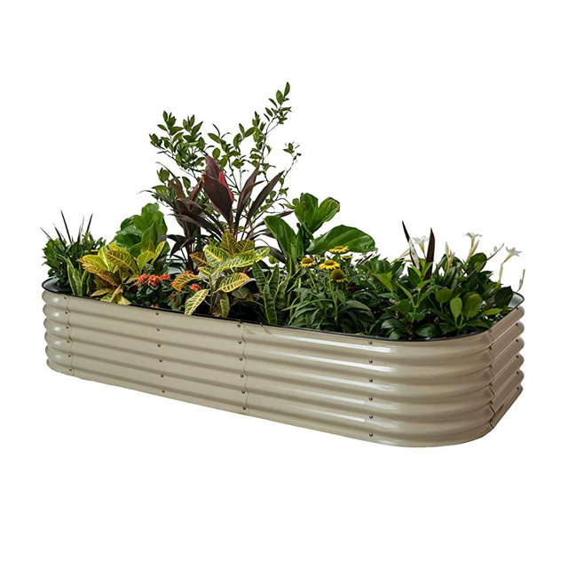 Vego Garden Raised Garden Bed Kit, 17’’ Tall 10 in 1 Modular Raised Garden Beds Kit, Metal Planter Box for Vegetables, Flowers, Herbs, Pearl White
