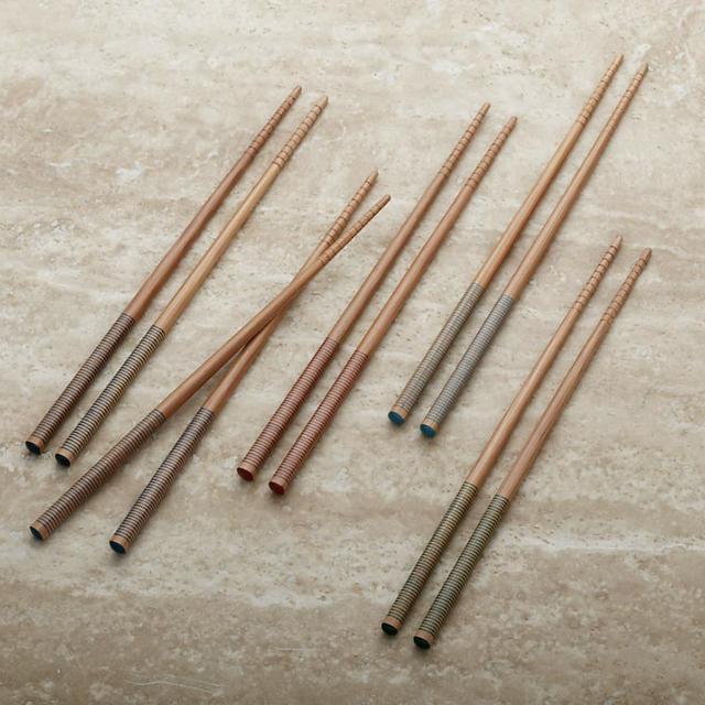 Striped Bamboo Chopstick, Set of 5 Pairs