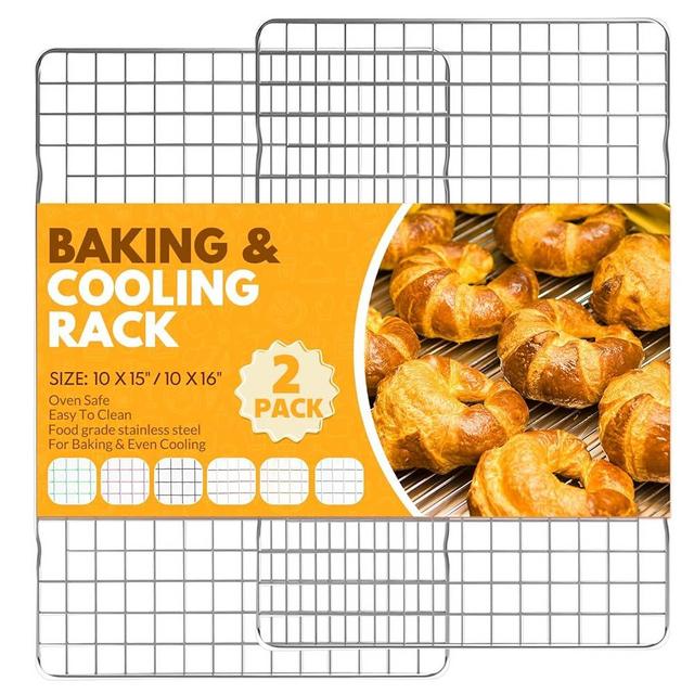 2 PCS Cooling Racks for Cooking and Baking, 15x10 Inches Stainless Steel Cooling Rack, Sheet Pan with Wire Rack for Baking Sheet, Bacon Rack Oven Safe Fits Jelly Roll Sheet Pan