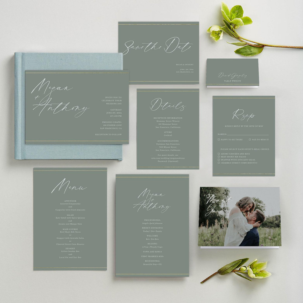 Sheffield Landscape | Gray Green | Zola Wedding Invitations