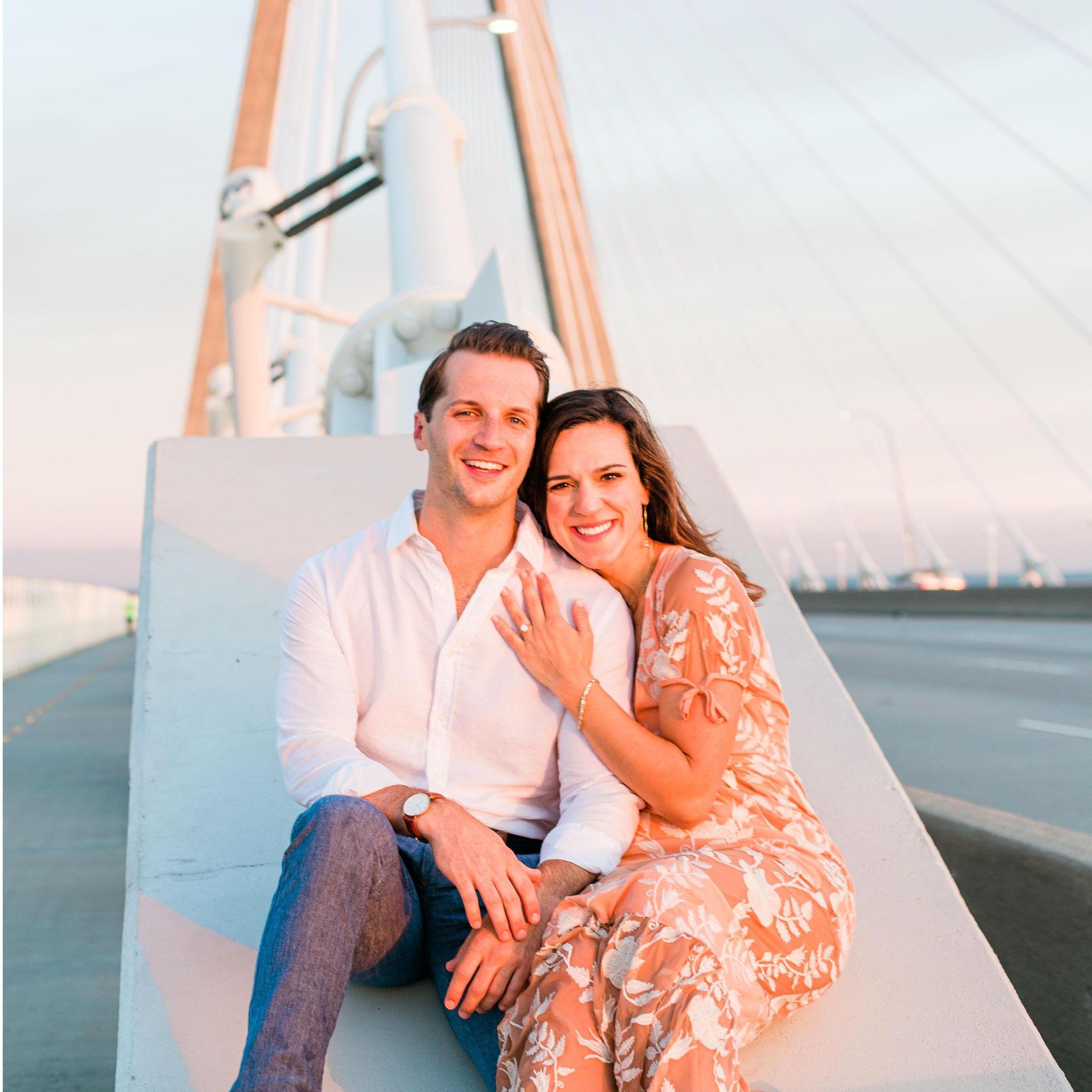 Engagement photos on the Ravenel Bridge