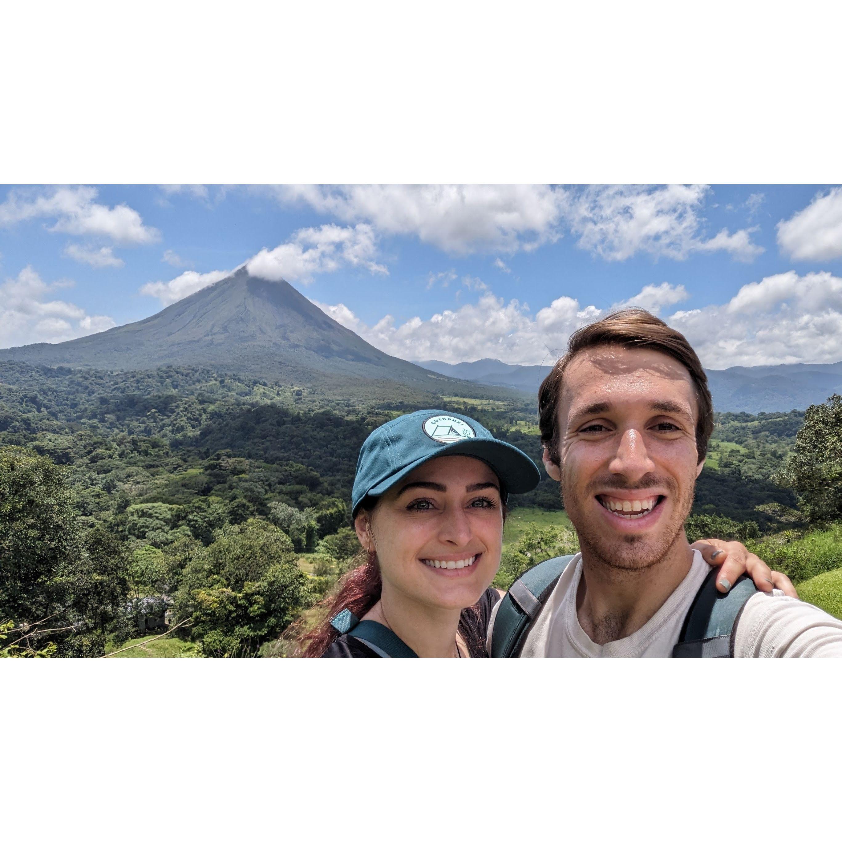 Posing in front of Arenal Volcano in Costa Rica - our first international trip with just the two of us.