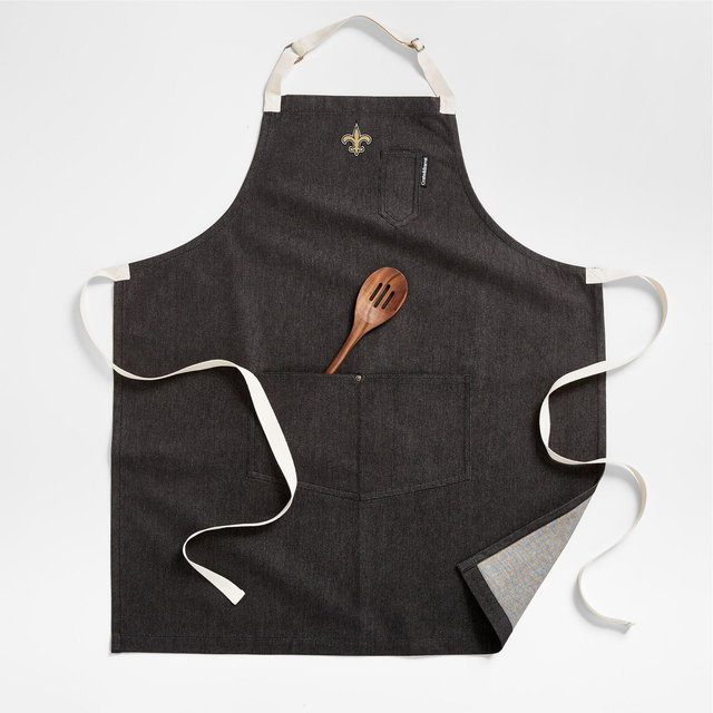 NFL New Orleans Saints Black Organic Cotton Kitchen Apron with Pockets