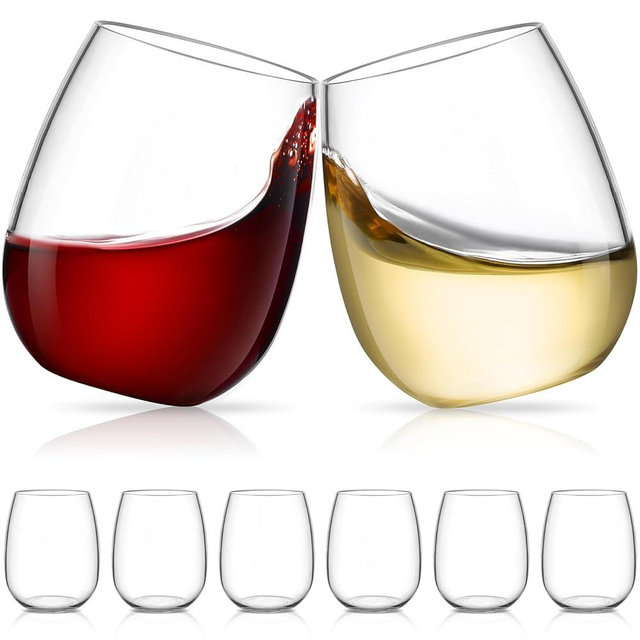 Unbreakable Tritan Wine Glasses Set of 6, 18 oz Stemless Wine Glass, BPA Free Plastic Tumblers, Reusable Drinking Glassware, Perfect for Indoor & Outdoor, Poolside, Party, Camping