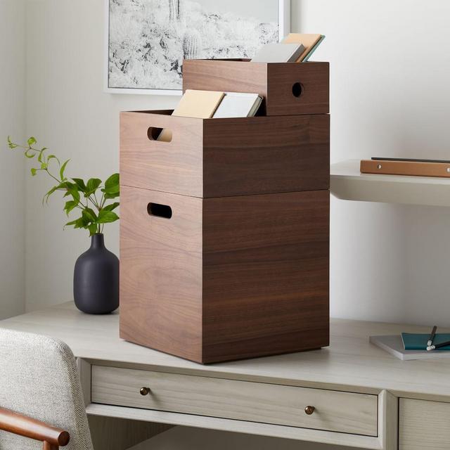 Jasper Wood Storage Basket, Multi, Walnut, Set of 3
