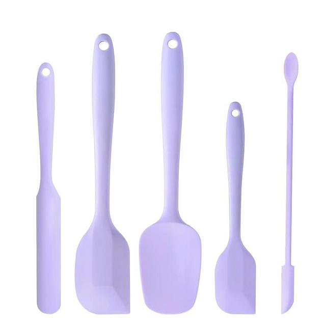 DUFEIMOY 5 Piece Purple Silicone Spatula Set, Heat Resistant Rubber Spatulas Set, Silicone Kitchen Utensils Set Dishwasher Safe for Nonstick Cookware