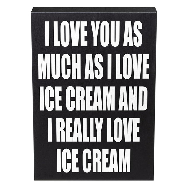 JennyGems I Love You as Much as I Love Ice Cream Wooden Sign, Ice Cream Lovers Decor and Gifts, Made in USA