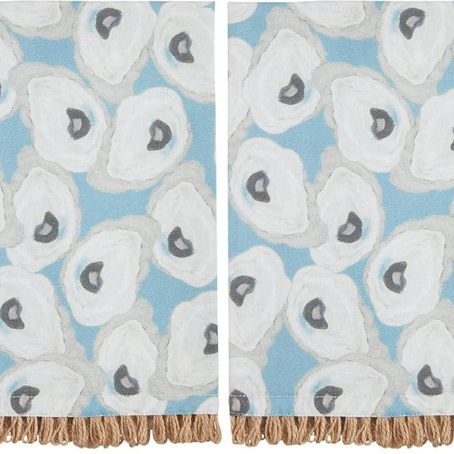 Mud Pie Blue Repeat Oyster Towel; 21" x 14" (Pack of 2)
