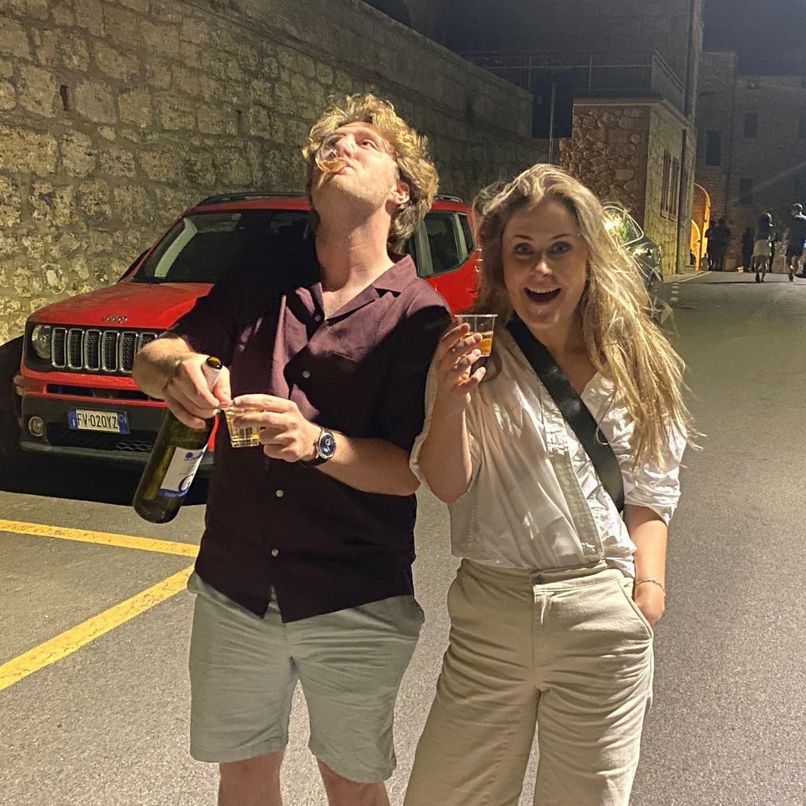 Our very first photo together...ignore the wine...