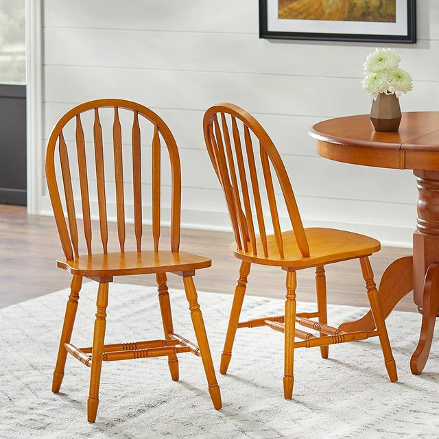 Simple Living Carolina Windsor Solid Wood Dining Chairs (Set of 2) Oak Stained