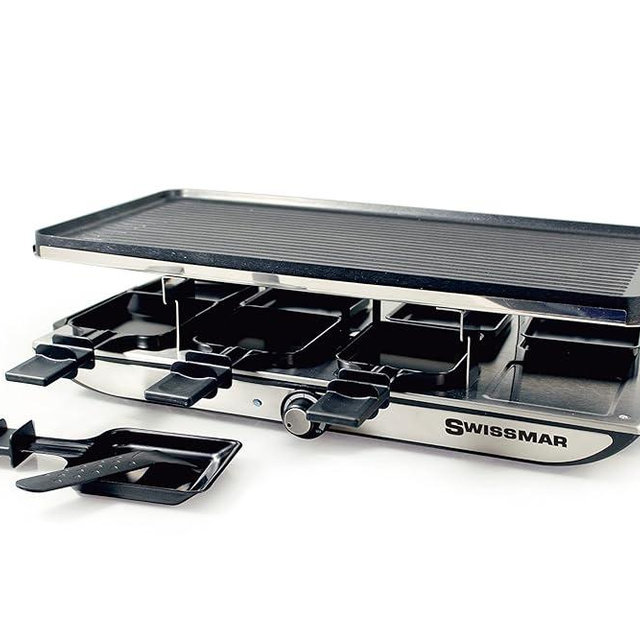 Swissmar Geneva Raclette with Reversible Cast Aluminum Grill Top, 8 Person