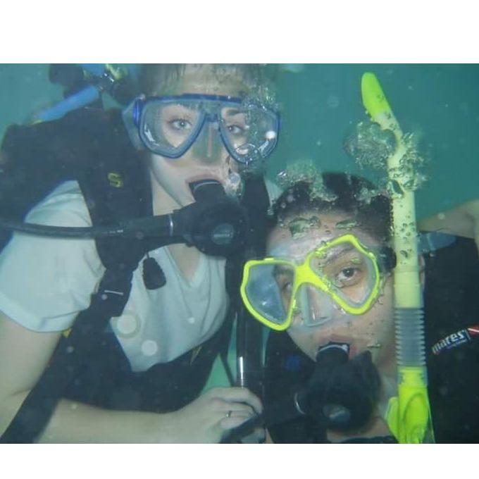We took scuba diving lessons together!