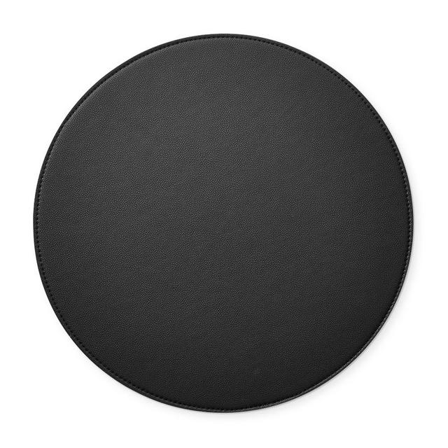 Faux Shagreen Round Placemat, Black