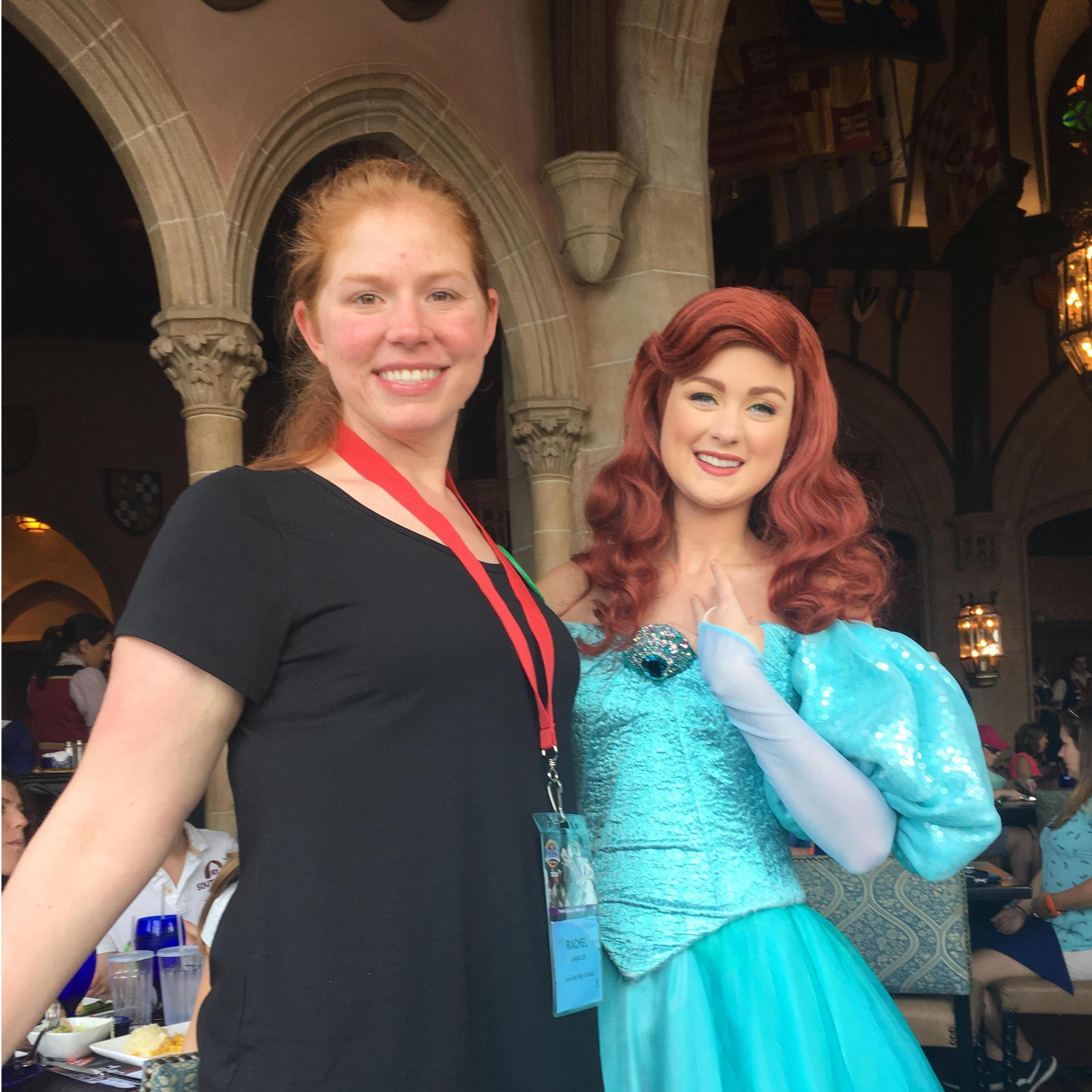 Rachel in her favorite place with her favorite princess!