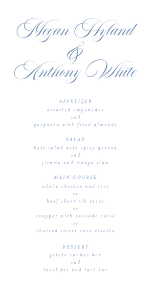 Jessenia | Denim Blue | Zola Wedding Menus