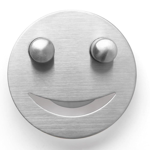 Dlilise Stainless Steel Smiley Face Sponge Daddy Holder, Brushed Silver Sink Caddy Organizer with Suction Cup Installation for Kitchen, Keep Happy Face Sponge Clean and Dry