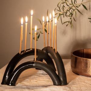 Shana Menorah in Noir Glass