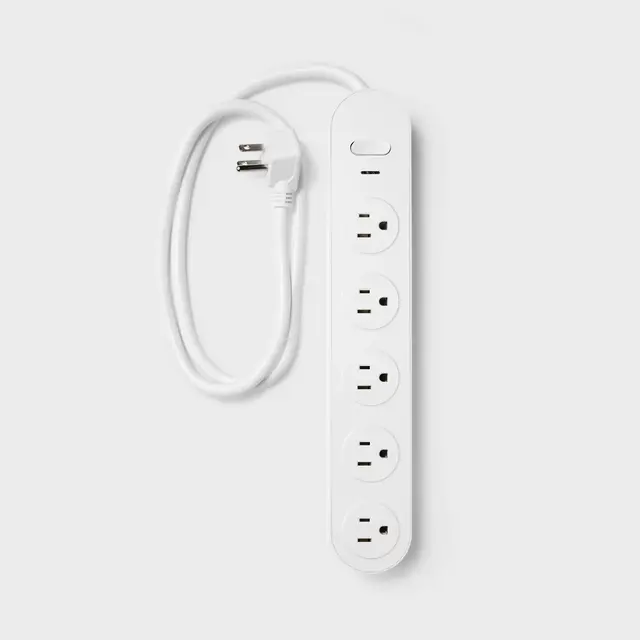 5 Outlet Surge Protector 3' Cord White - heyday™: Extension Cord, Outlet Extender, 500 Joules, Cord Management