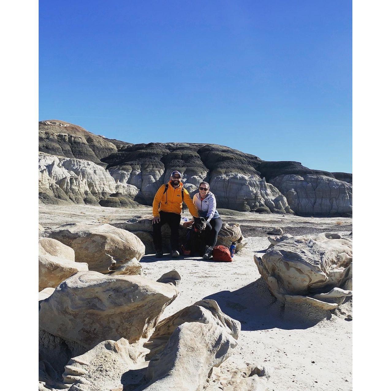 family photo at the hoodoos of New Mexico