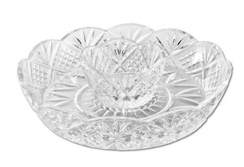 Godinger Crystal Appetizer Serving Platter for Parties Chips and Dip or Snacks Hosting Plate