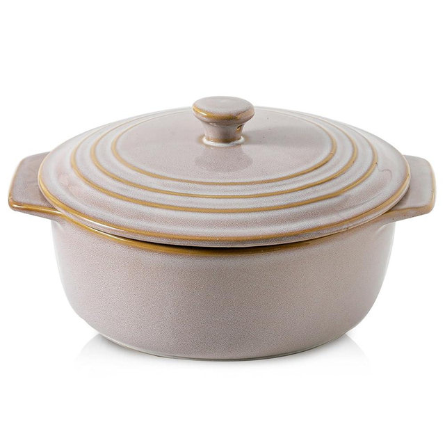 HVH Ceramic Casserole Dish with Lid Oven Safe, 2 Quart Round Casserole Dish Set, 9 Inches Round Baking Dish with Lid Oven Safe, Deep Casserole Dishes for Oven with Lids for Dinner Party (Sand Color)
