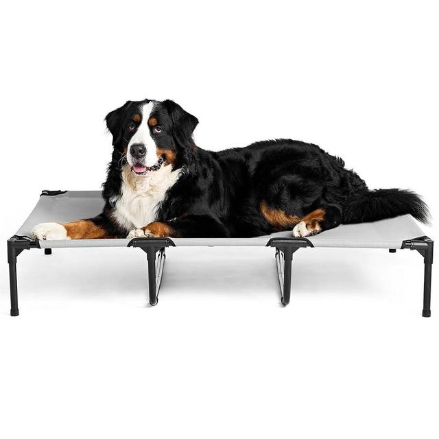 EHEYCIGA Elevated Dog Cot Beds for Extra Large Dogs, XL XLarge Raised Outdoor Dog Bed with Frame, Washable Breathable Cooling Teslin Mesh and Anti-Slip Feet, Lifted Hammock Indoor Pet Bed, 50 Inches