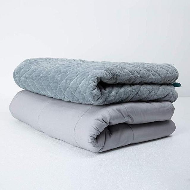 Weighted Idea Soft Weighted Blanket with Removable Cover | 15 lbs | 48''x78'' | Grey Rhombus | for Adults | 100% Premiun Cotton with Minky Cover