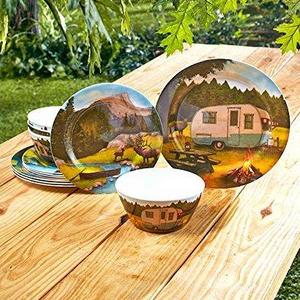 The Lakeside Collection 12-Pc. Retro Camping Dinnerware Set