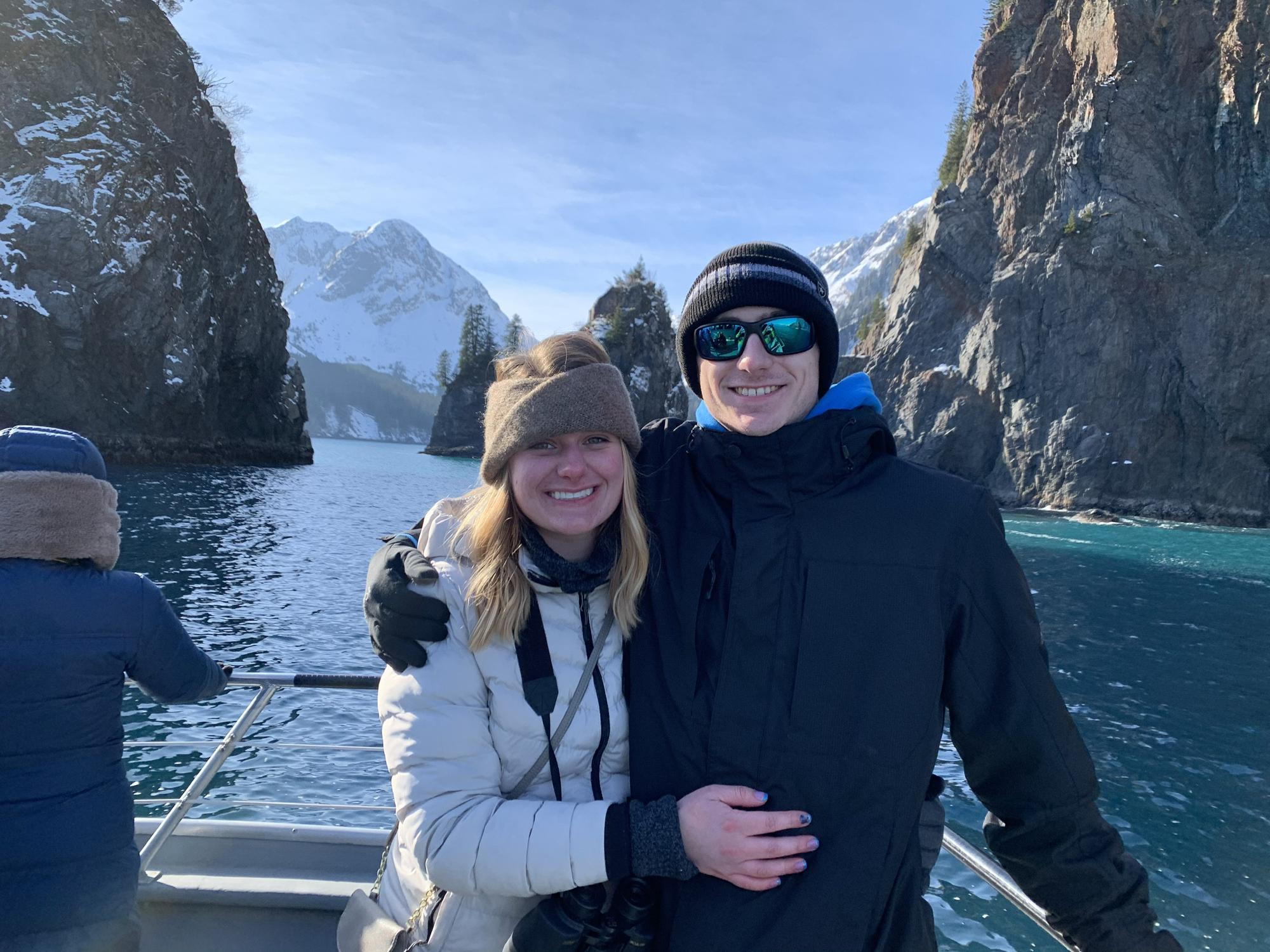On a whale watching trip in Alaska.