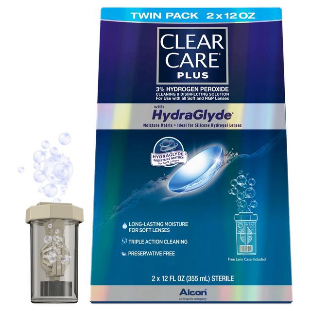 Clear Care Plus With Hydraglyde Twin Pack For Soft Lenses - 24 fl oz