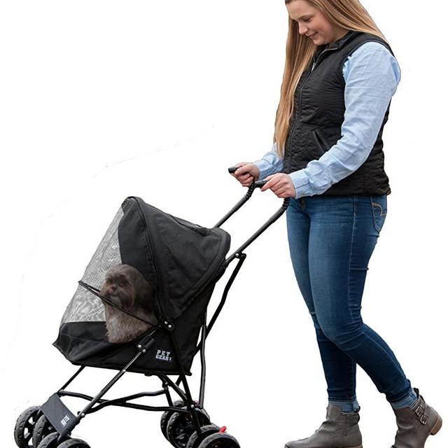 Pet Gear Travel Lite Plus Stroller, Compact, Easy Fold, No Assembly Required, Large Wheels for Cats and Dogs up to 15 pounds