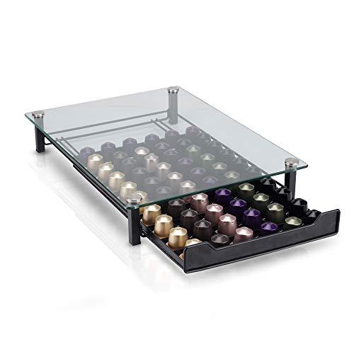 RECAPS Coffee Pod Holder Storage Drawer Compatible with Nespresso Coffee Capsules Kitchen Organizer Black Holds 60 Capsules