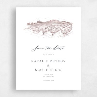 Wine, Brown Wedding Save the Date - Fico Portrait