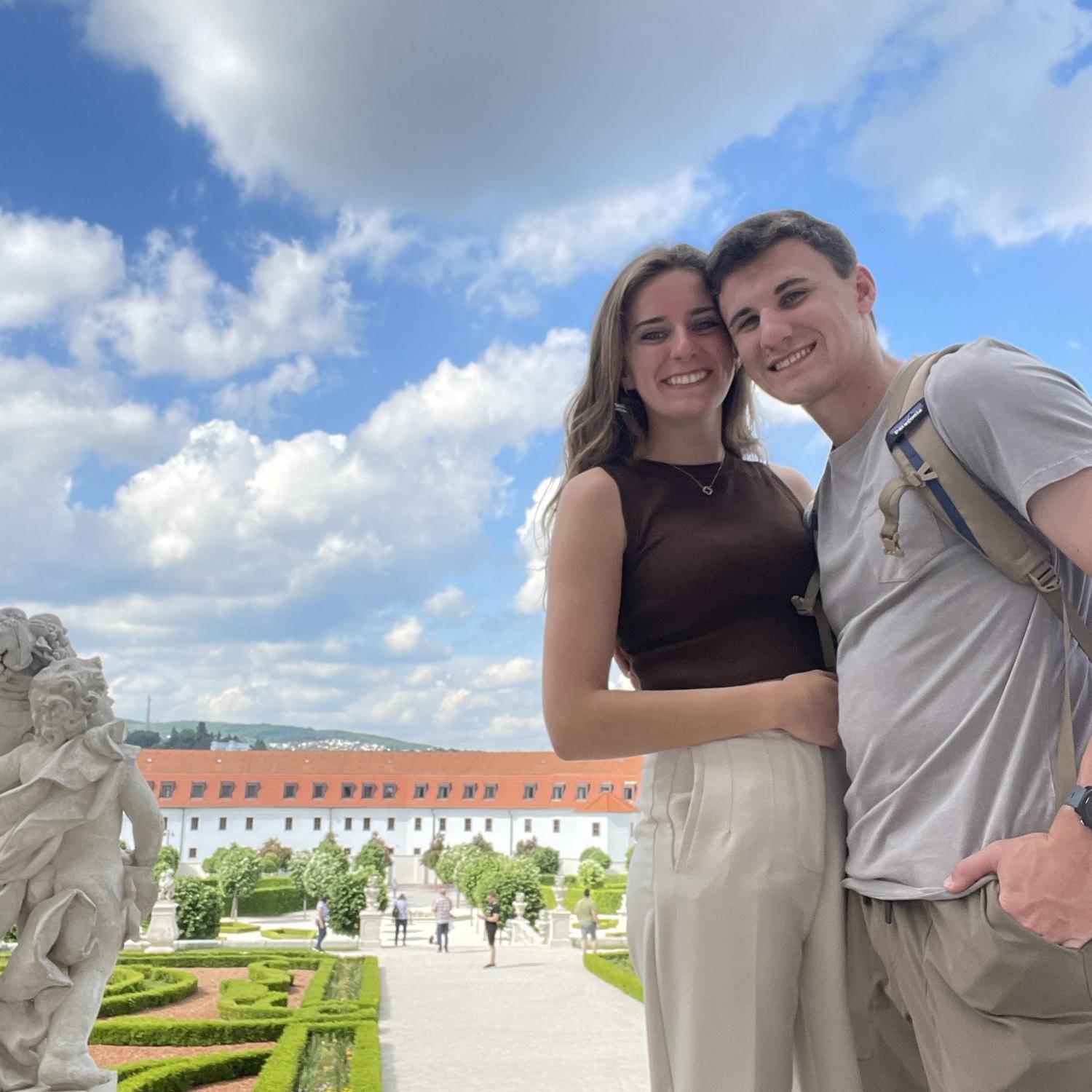 May 13, 2022: A joyful reunion in Vienna after 5 months of long distance while Liz studied in Rome!