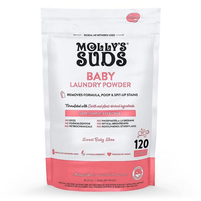 Molly's Suds Baby Laundry Detergent Powder | Removes Formula, Poop & Spit-Up Stains | Extra Gentle on Newborn Skin | 120 Loads (Sweet Baby Shea)