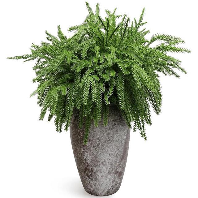 VICAMB 16PCS 18.5 inches Christmas Norfolk Pine Branches,Artificial Norfolk Pine Branches Faux Greenery Stem,Norfolk Pines Picks for Garland Wreath Xmas and Home Garden Decor