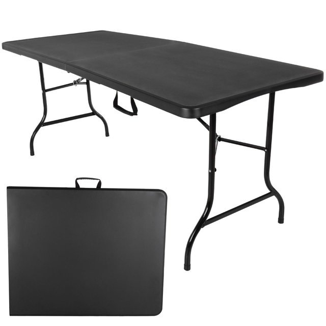 Hasting Home Folding Table - Lightweight Portable Folding Desk - 6-Foot-Long Plastic Table for Camping, Playing Cards, Parties, and Dining