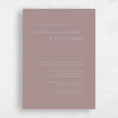 Dusty Rose, Pink Wedding Invitation - Brantley