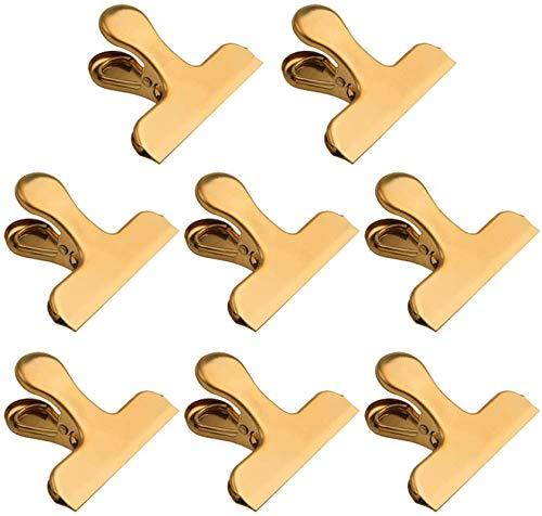 Chip Bag Clips,8 Pack Large Golden Stainless Steel Air Tight Bag Clip Perfect for Kitchen Office (8 pack)