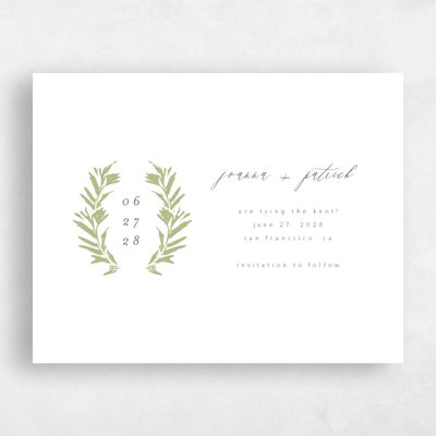 Soft Moss, Green Wedding Save the Date - Callahan Wreath