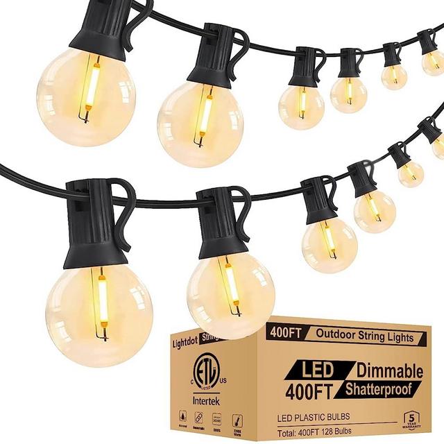 Lightdot 400FT (4X100FT) Outdoor Bistro String Light, Dimmable LED Outdoor Lights for Patio with 128 G40 Shatterproof Bulbs, Hanging Backyard Lights for Outside Weddings Tents Pool and Party