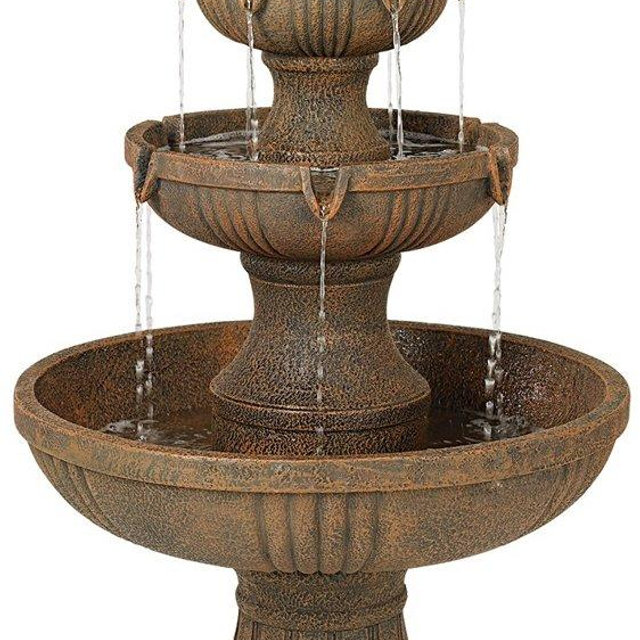 Ravenna Italian Outdoor Floor Bubbler Fountain and Waterfalls 43" High 3 Tiered Cascading for Garden Patio Backyard Deck Home Lawn Porch House Relaxation Exterior Balcony - John Timberland