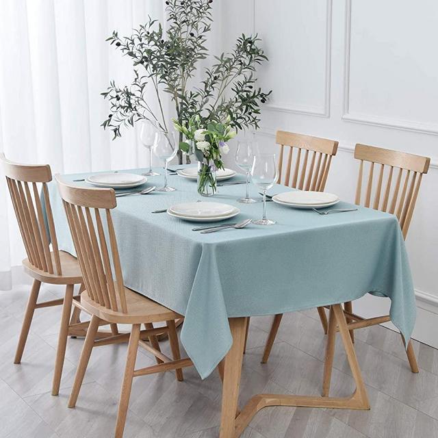 maxmill Textured Rectangle Tablecloth Water Resistant Wrinkle Free Spill-Proof, Soft Jacquard Table Cloth for Banquet Parties Event Holiday Dinner, Indoor and Outdoor Use, 60 x 84 Inch, Dusty Blue