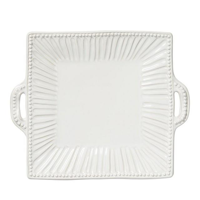 VIETRI - Incanto Stone White Stripe Square Handled Platter