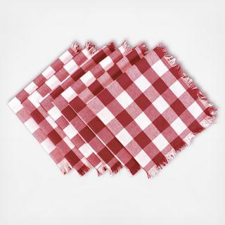 Heavyweight Check Fringed Napkin, Set of 6